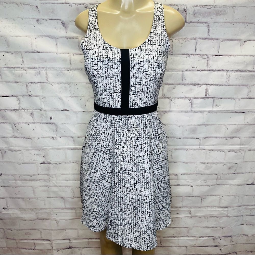 Liquid New York a-line black and white print dress